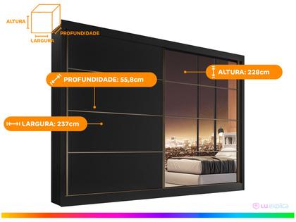 Imagem de Guarda-roupa Casal com Espelho 2 Portas de Correr Made Marcs Moscou