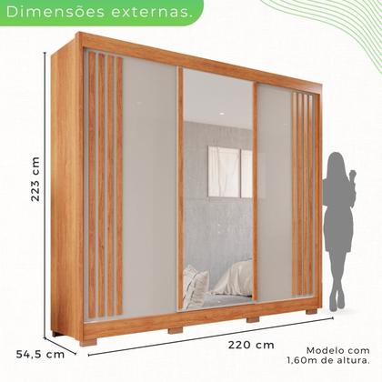 Imagem de Guarda-roupa Casal com Espelho 3 Portas 4 Gavetas Atenas com Pés 100% MDF