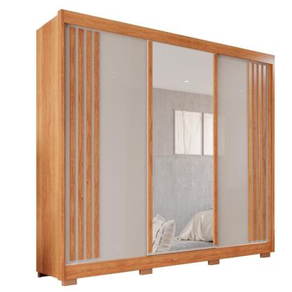 Imagem de Guarda-roupa Casal com Espelho 3 Portas 4 Gavetas Atenas com Pés 100% MDF