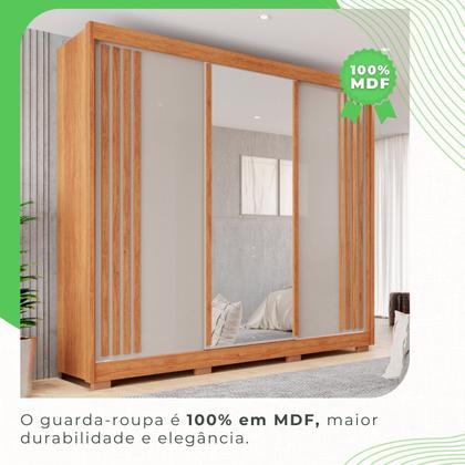 Imagem de Guarda-roupa Casal com Espelho 3 Portas 4 Gavetas Atenas com Pés 100% MDF