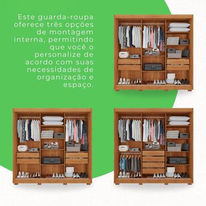 Imagem de Guarda-roupa Casal com Espelho 3 Portas 4 Gavetas Atenas com Pés 100% MDF