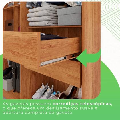 Imagem de Guarda-roupa Casal com Espelho 3 Portas 4 Gavetas Atenas com Pés 100% MDF