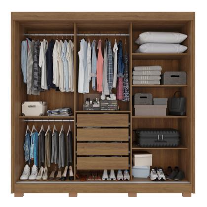 Imagem de Guarda-roupa Casal com Espelho 3 Portas 4 Gavetas Atenas com Pés 100% MDF Salleto