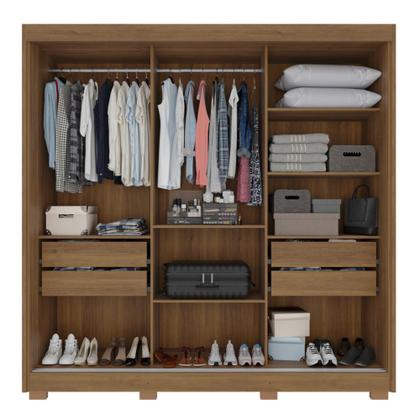 Imagem de Guarda-roupa Casal com Espelho 3 Portas 4 Gavetas Atenas com Pés 100% MDF Salleto