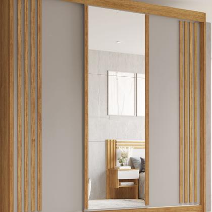 Imagem de Guarda-roupa Casal com Espelho 3 Portas 4 Gavetas Atenas com Pés 100% MDF Salleto