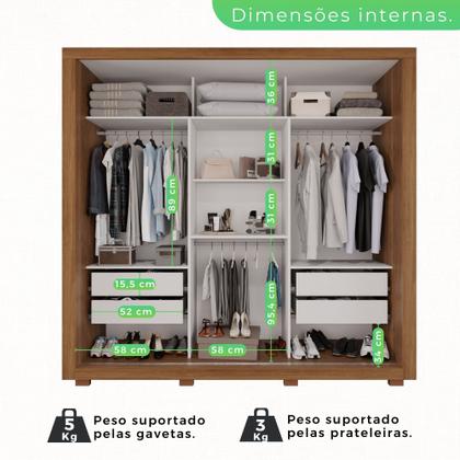 Imagem de Guarda-roupa Casal com Espelho 3 Portas 4 Gavetas Costa Rica