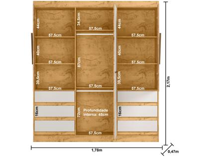 Imagem de Guarda-roupa Casal com Espelho 3 Portas 6 Gavetas Araplac Maiami