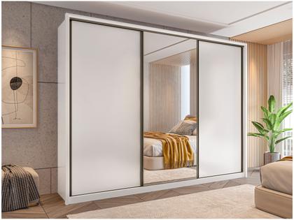 Imagem de Guarda-roupa Casal com Espelho 3 Portas 6 Gavetas Caemmun Spazio