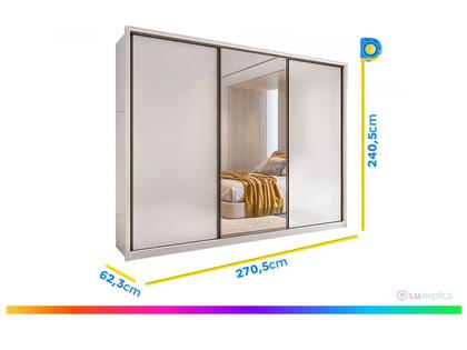 Imagem de Guarda-roupa Casal com Espelho 3 Portas 6 Gavetas Caemmun Spazio