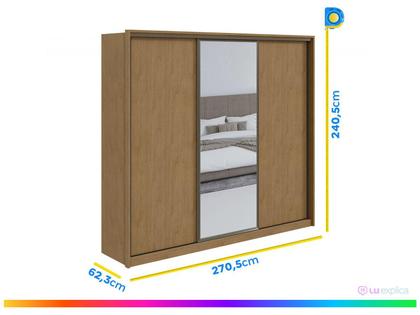 Guarda-roupa Casal com Espelho 3 Portas 6 Gavetas Caemmun Spazio Imagem de Guarda-roupa Casal com Espelho 3 Portas 6 Gavetas Caemmun Spazio