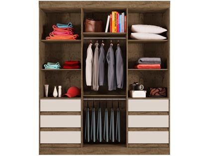 Guarda-roupa Casal com Espelho 3 Portas 6 Gavetas E77020 Miami