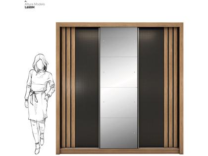 Imagem de Guarda-roupa Casal com Espelho 3 Portas de Correr 2 Gavetas Demóbile Cannes