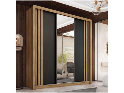 Imagem de Guarda-roupa Casal com Espelho 3 Portas de Correr 2 Gavetas Demóbile Cannes