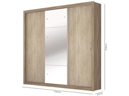 Imagem de Guarda-roupa Casal com Espelho 3 Portas de Correr - 2 Gavetas Demóbile Residence II
