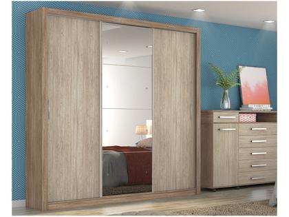 Imagem de Guarda-roupa Casal com Espelho 3 Portas de Correr - 2 Gavetas Demóbile Residence II