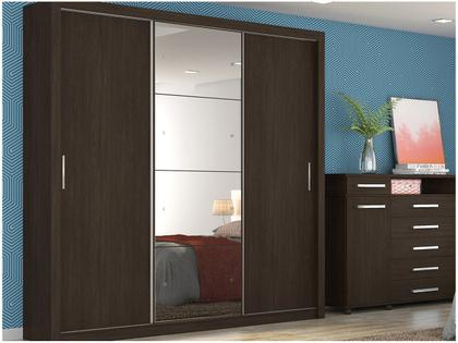 Imagem de Guarda-roupa Casal com Espelho 3 Portas de Correr