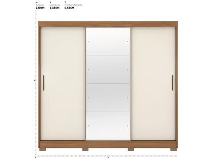 Imagem de Guarda-roupa Casal com Espelho 3 Portas de Correr 6 Gavetas Demóbile Londres
