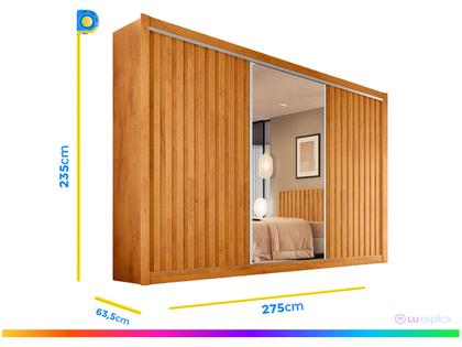 Imagem de Guarda-roupa Casal com Espelho 3 Portas de Correr