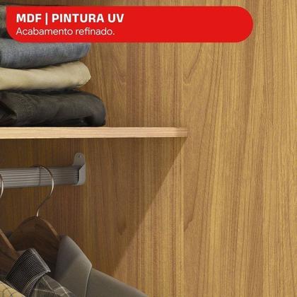 Imagem de Guarda Roupa Casal com Espelho 3 Portas de Correr e 4 Gavetas 100% MDF London Cinamon/Offwhite Yesca