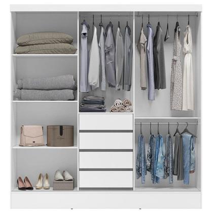 Imagem de Guarda-Roupa Casal com Espelho 3 Portas de Correr e 4 Gavetas Plata Yescasa Branco