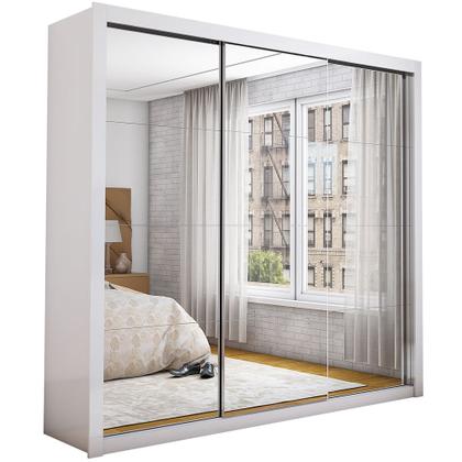 Imagem de Guarda-Roupa Casal com Espelho 3 Portas de Correr Isabela Master Branco - Carioca Móveis