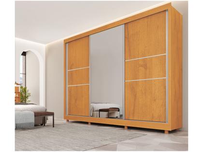 Imagem de Guarda-roupa Casal com Espelho 3 Portas de Correr