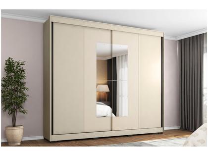 Imagem de Guarda-roupa Casal com Espelho 4 Gavetas 2 Portas de Correr Araplac Benfica