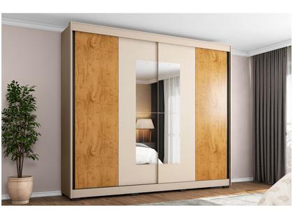 Imagem de Guarda-roupa Casal com Espelho 4 Gavetas 2 Portas de Correr Araplac Benfica