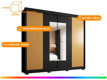 Imagem de Guarda-roupa Casal com Espelho 4 Gavetas 2 Portas de Correr Araplac Benfica