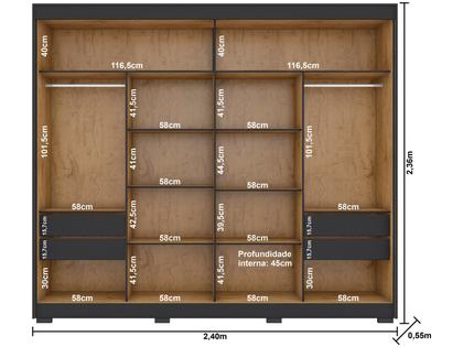 Imagem de Guarda-roupa Casal com Espelho 4 Gavetas 2 Portas de Correr Araplac Benfica
