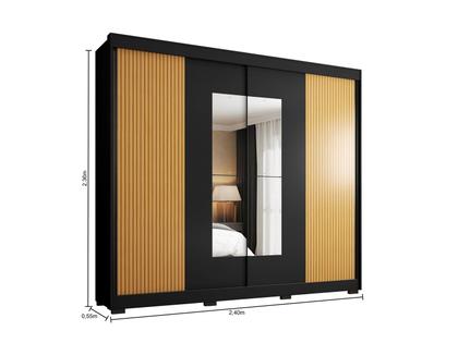 Imagem de Guarda-roupa Casal com Espelho 4 Gavetas 2 Portas de Correr Araplac Benfica