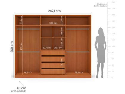 Imagem de Guarda-roupa Casal com Espelho 4 Gavetas 6 Portas Politorno Lisboa
