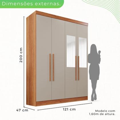 Imagem de Guarda-roupa Casal com Espelho 4 Portas 2 Gavetas França