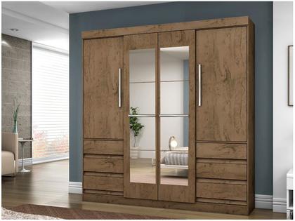 Imagem de Guarda-roupa Casal com Espelho 4 Portas 6 Gavetas Araplac Atraente Sofia