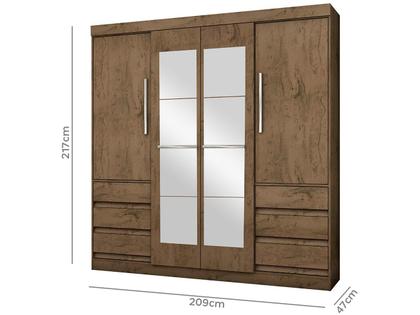 Imagem de Guarda-roupa Casal com Espelho 4 Portas 6 Gavetas Araplac Atraente Sofia