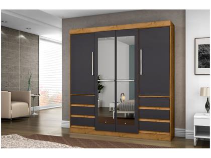 Imagem de Guarda-roupa Casal com Espelho 4 Portas 6 Gavetas Araplac Atraente Sofia