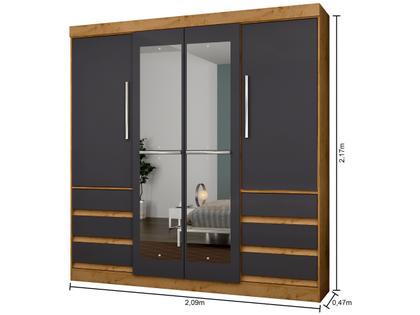 Imagem de Guarda-roupa Casal com Espelho 4 Portas 6 Gavetas Araplac Sofia