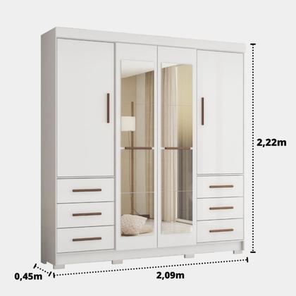 Imagem de Guarda Roupa Casal com Espelho 4 Portas 6 Gavetas Estrela