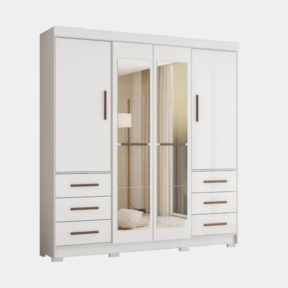 Imagem de Guarda Roupa Casal com Espelho 4 Portas 6 Gavetas Estrela