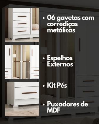 Imagem de Guarda Roupa Casal com Espelho 4 Portas 6 Gavetas Estrela