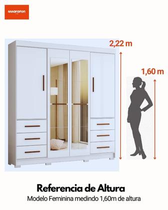 Imagem de Guarda Roupa Casal com Espelho 4 Portas 6 Gavetas Estrela