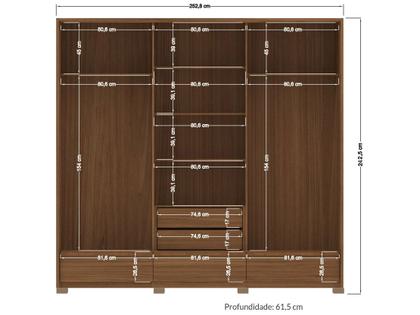 Imagem de Guarda-roupa Casal com Espelho 5 Gavetas 3 Portas de Correr Santos Andirá Democrata