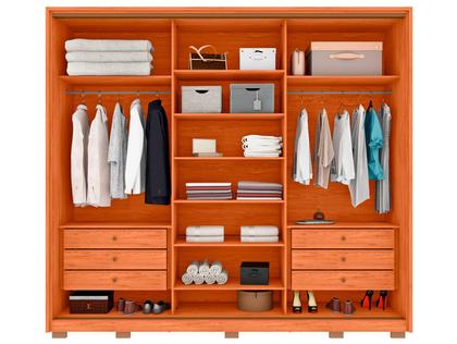 Imagem de Guarda-roupa Casal com Espelho 6 Gavetas 3 Portas de Correr Caemmun Spazio
