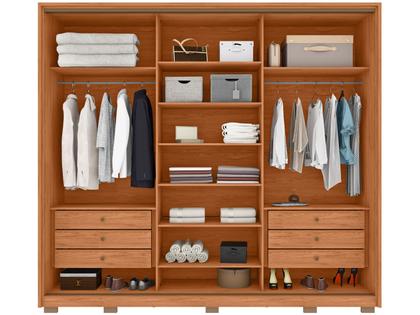 Guarda-roupa Casal com Espelho 6 Gavetas 3 Portas de Correr Caemmun Spazio Imagem de Guarda-roupa Casal com Espelho 6 Gavetas 3 Portas de Correr Caemmun Spazio
