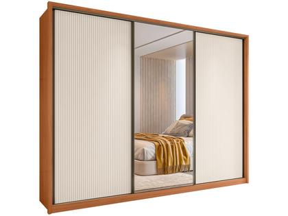 Guarda-roupa Casal com Espelho 6 Gavetas 3 Portas de Correr Caemmun Spazio Imagem de Guarda-roupa Casal com Espelho 6 Gavetas 3 Portas de Correr Caemmun Spazio