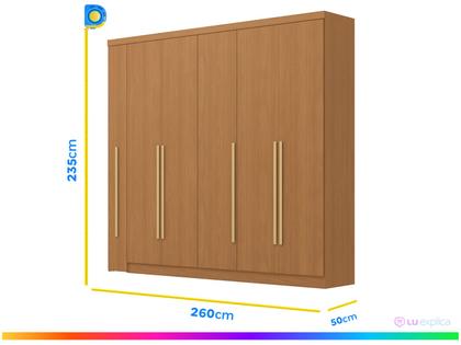 Imagem de Guarda-roupa Casal com Espelho 6 Gavetas 6 Portas Kappesberg Dakota Classic