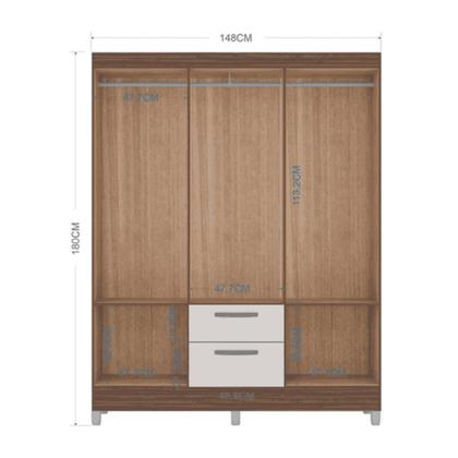 Imagem de Guarda Roupa Casal com Espelho 6 Portas 2 Gavetas Multi Poquema Chocolate / Off White