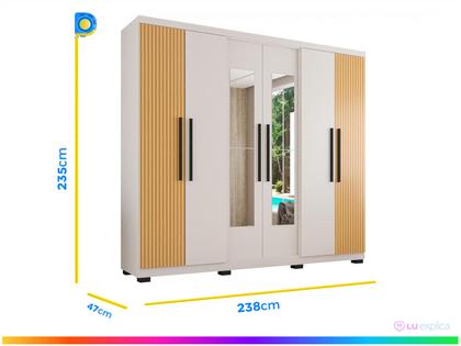 Imagem de Guarda-roupa Casal com Espelho 6 Portas 4 Gavetas Araplac Braga