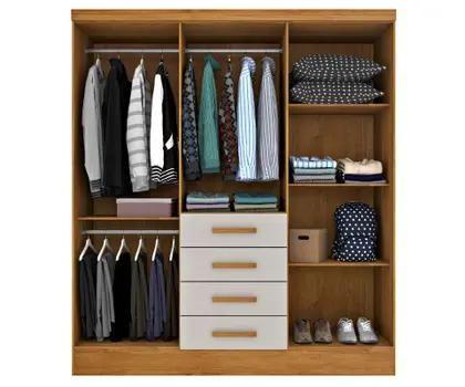 Imagem de Guarda Roupa Casal com Espelho 6 Portas 4 Gavetas Arizona Cinamomo Off White Tcil Móveis