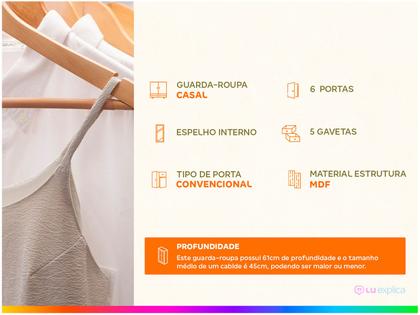 Imagem de Guarda-roupa Casal com Espelho 6 Portas